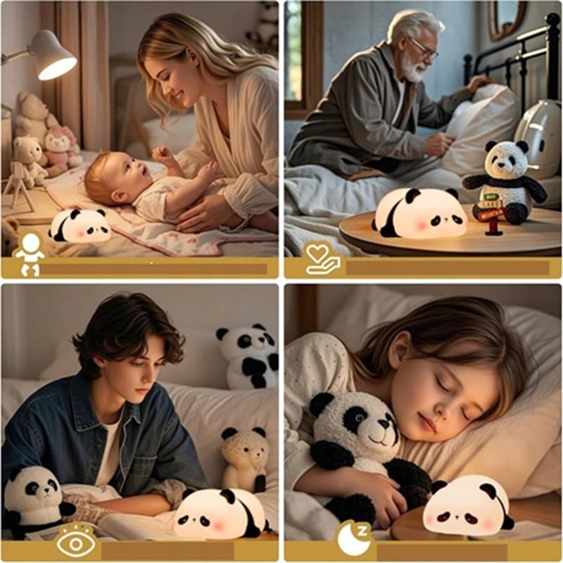 Silikonowa Lampka PANDA - lampka nocna LED dla dzieci