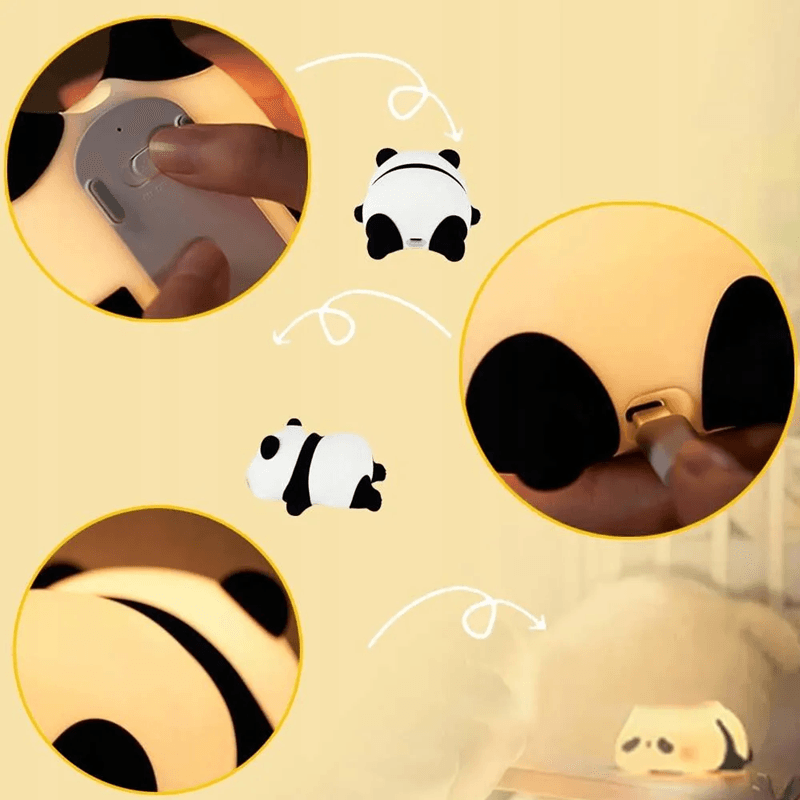 Silikonowa Lampka PANDA - lampka nocna LED dla dzieci